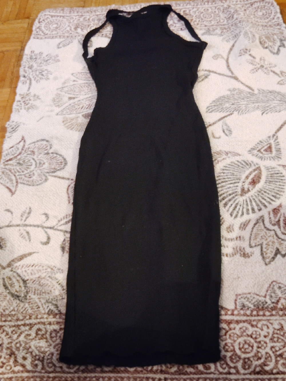 Better Be Black Sleeveless Midi Bodycon Dress